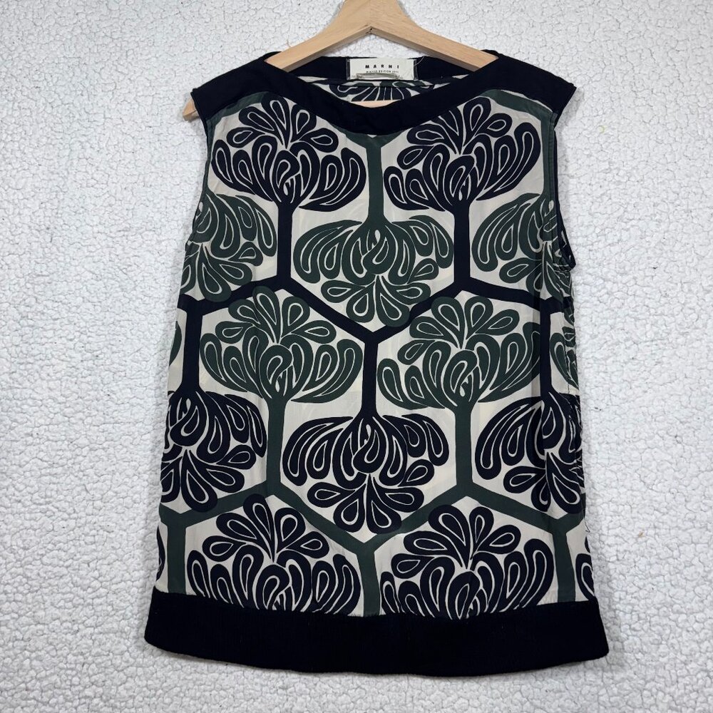 Marni Winter Edition Black Silk Wool Sleeveless Blouse Top Womens size 40 Luxury
